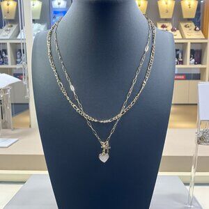 Layered Gold Heart Cross Necklace Coquette Soft Girl Y2K Romantic Dainty 19"